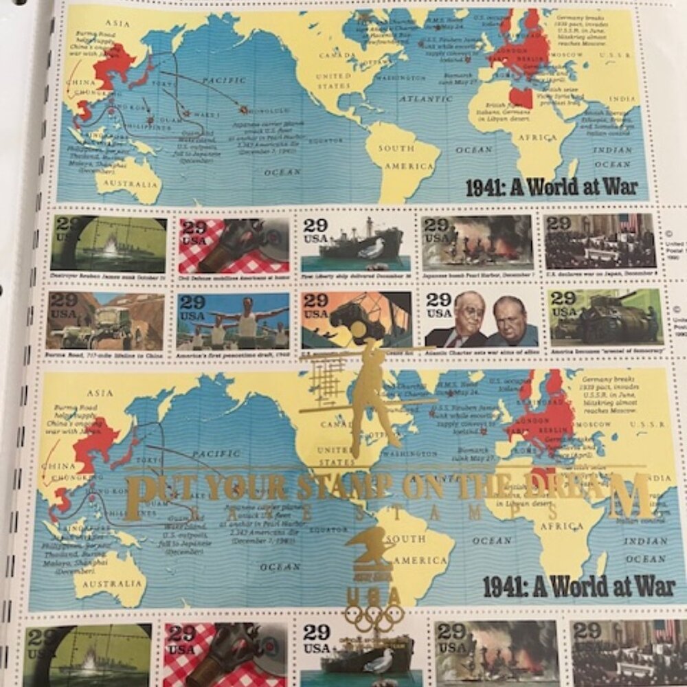 WWII 50th Anniv. Commemorative Series .29 cent stamps 1941, 1942, 1943